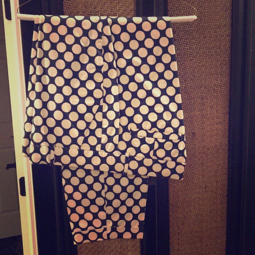 J. Crew Cafe Capris polka dot motif